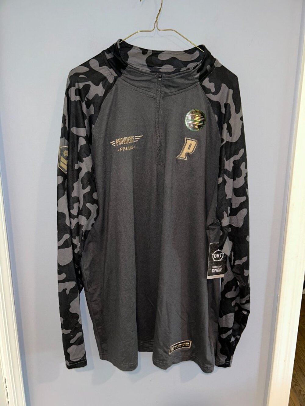 Providence College Friars, 1/4 Zip Grey/Camo Shirt, XXL, New With Tags